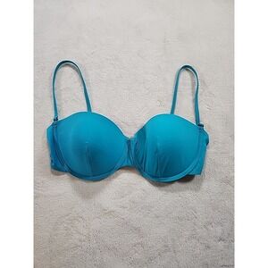 Silver By Gottex Swim Bikini Top Size 14 Blue Underwire Padded  Removable Straps